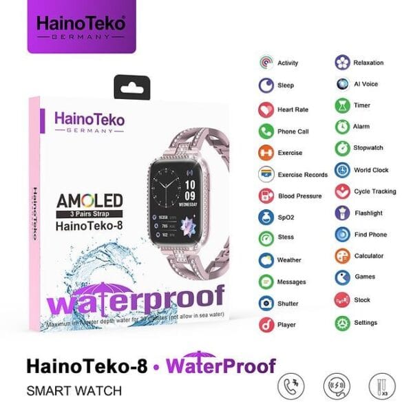 HainoTeko-8 - Smart Watch Waterproof Écran AMOLED pour Femme – Image 13