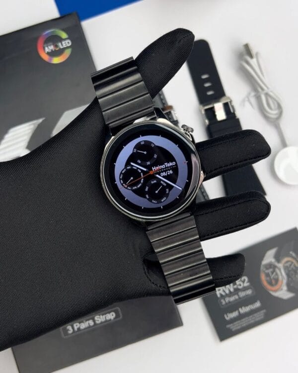 HainoTeko RW-52 - Smart Watch Ecran Amoled HD avec 3 Bracelets - Noir – Image 5