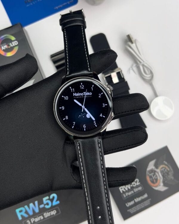 HainoTeko RW-52 - Smart Watch Ecran Amoled HD avec 3 Bracelets - Noir – Image 6