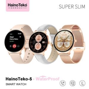 HainoTeko-5 Waterproof - Smart Watch AMOLED for Ladies - Golden Edition
