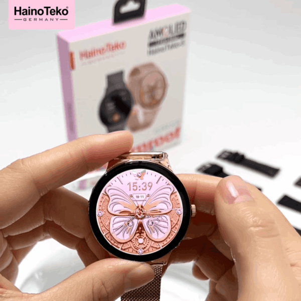 HainoTeko-5 Waterproof - Smart Watch AMOLED for Ladies - Golden Edition – Image 9