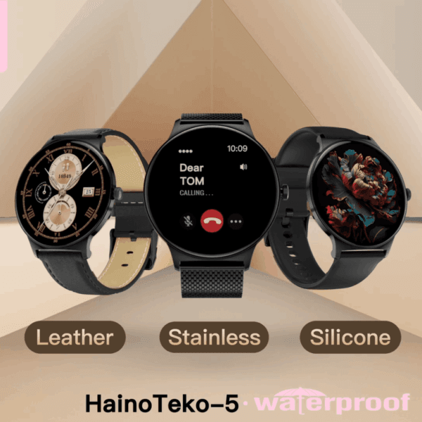 HainoTeko-5 Waterproof - Smart Watch AMOLED for Ladies - Golden Edition – Image 10