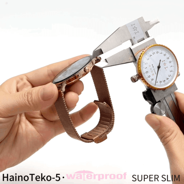 HainoTeko-5 Waterproof - Smart Watch AMOLED for Ladies - Golden Edition – Image 12
