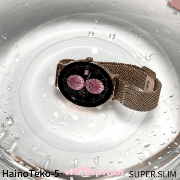 HainoTeko-5 Waterproof - Smart Watch AMOLED for Ladies - Golden Edition – Image 6