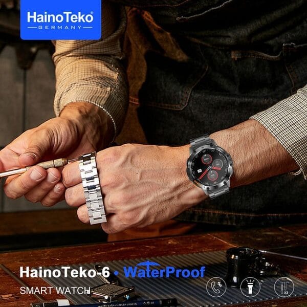 HainoTeko-6 Waterproof - Smartwatch Écran AMOLED avec Lampe Torche – Image 10