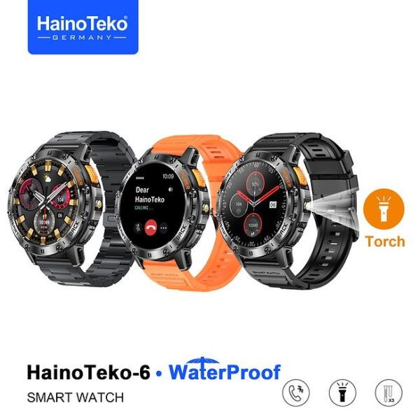 HainoTeko-6 Waterproof - Smartwatch Écran AMOLED avec Lampe Torche – Image 2