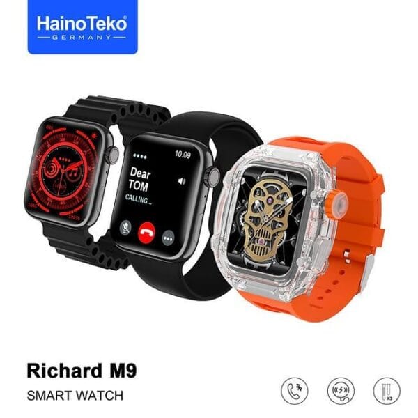 HainoTeko Richard M9 - Smartwatch Bluetooth Écran AMOLED HD avec 3 Paires de Bracelets – Image 2
