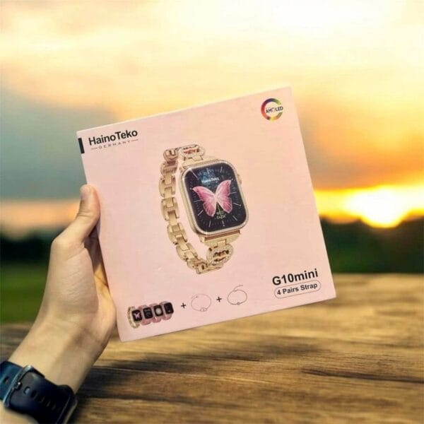 HainoTeko G10 Mini - Smart Watch Féminine Élégante avec Ecran Amoled & 4 Bracelets