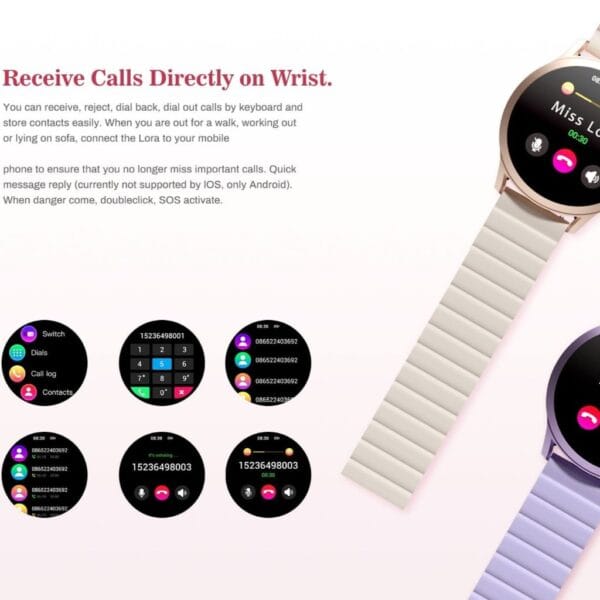 Kieslect Lady Smart Watch Lora ( New Version ) - 2 Bracelets Magnétique / Silicone – Image 14