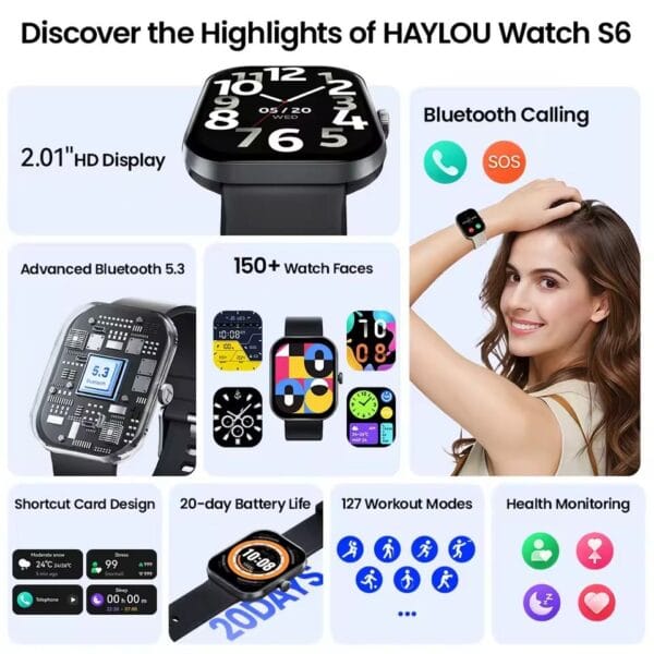 Xiaomi HAYLOU Watch S6 - Smart Watch Bluetooth 5.3 Ecran 2.01" TFT HD display – Image 2