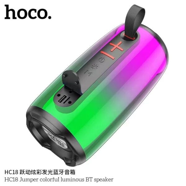 Hoco HC18 Jumper - Haut-parleur Bluetooth 66mm TWS avec RBG, Carte TF, USB & AUX – Image 7
