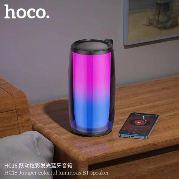 Hoco HC18 Jumper - Haut-parleur Bluetooth 66mm TWS avec RBG, Carte TF, USB & AUX – Image 4