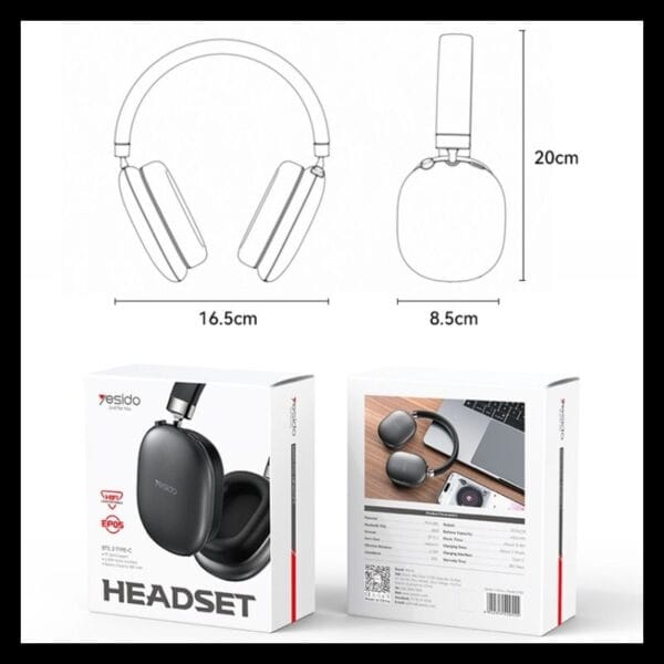 YESIDO EP05 - Casque Bluetooth avec haut-parleur de 40mm - Noir – Image 12