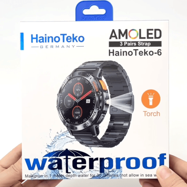 HainoTeko-6 Waterproof - Smartwatch Écran AMOLED avec Lampe Torche