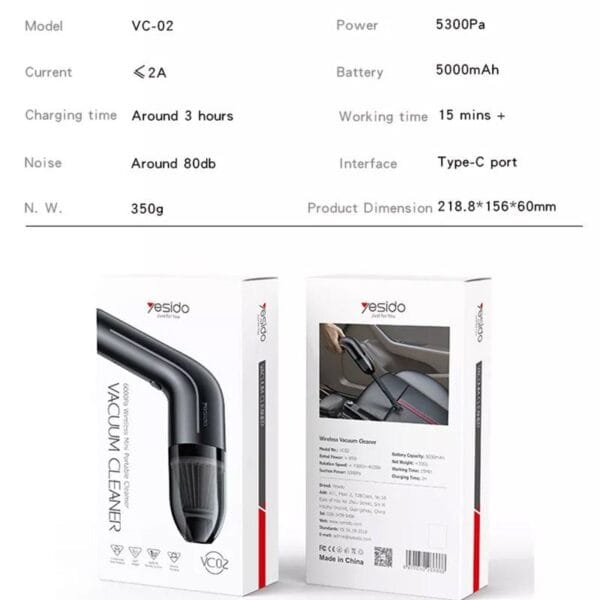 Yesido VC02 - Aspirateur Portable 6000Pa – Image 12