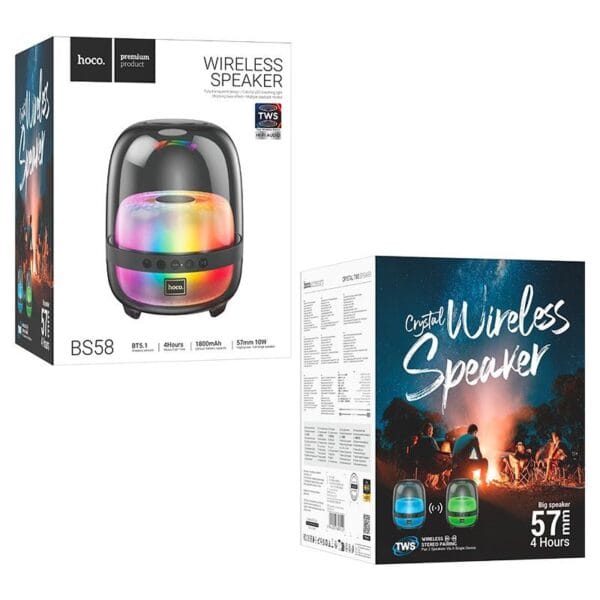 BS58 Crystal – Haut-Parleur Bluetooth 10W USB / carte TF / AUX / TWS – Image 8
