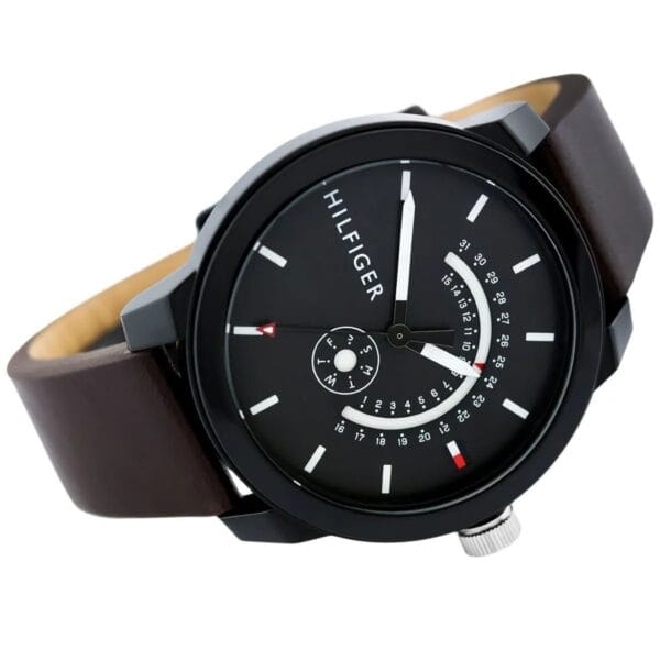 Montre Classique Homme 1791478 - Cadran Noir et Bracelet en Cuir Marron – Image 5