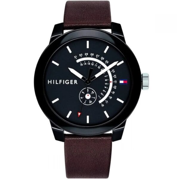 Montre Classique Homme 1791478 - Cadran Noir et Bracelet en Cuir Marron – Image 3