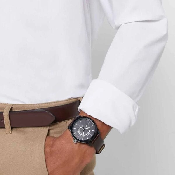Montre Classique Homme 1791478 - Cadran Noir et Bracelet en Cuir Marron – Image 12