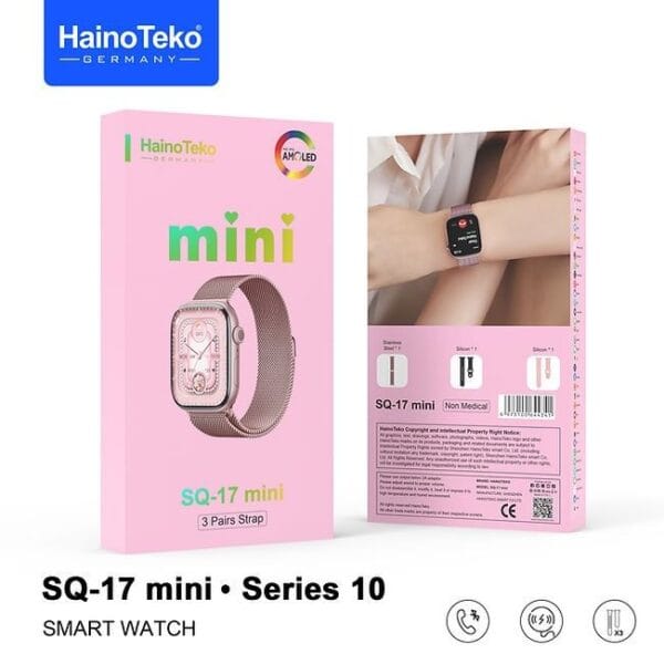 HainoTeko SQ-17 Mini – Smart Watch Series 10 AMOLED avec 3 Bracelets – Image 9