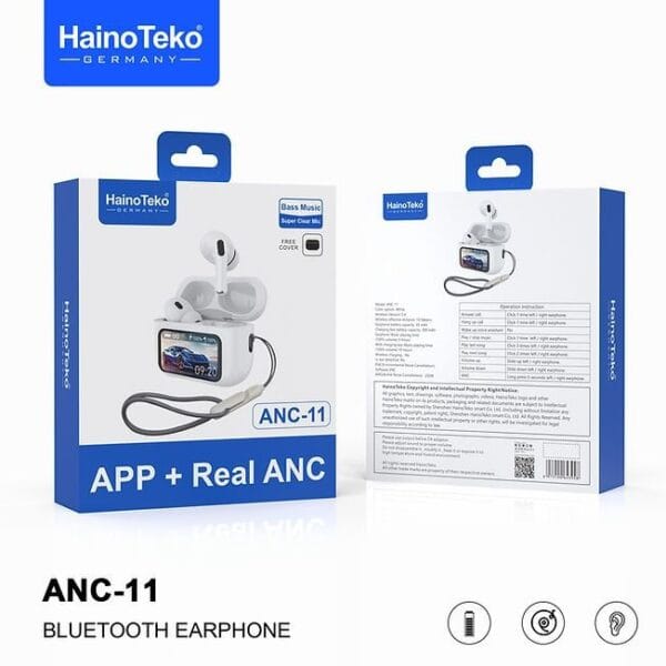 HainoTeko ANC 11 – Ecouteurs Bluetooth 5.4 Tactile avec ANC & Super Bass