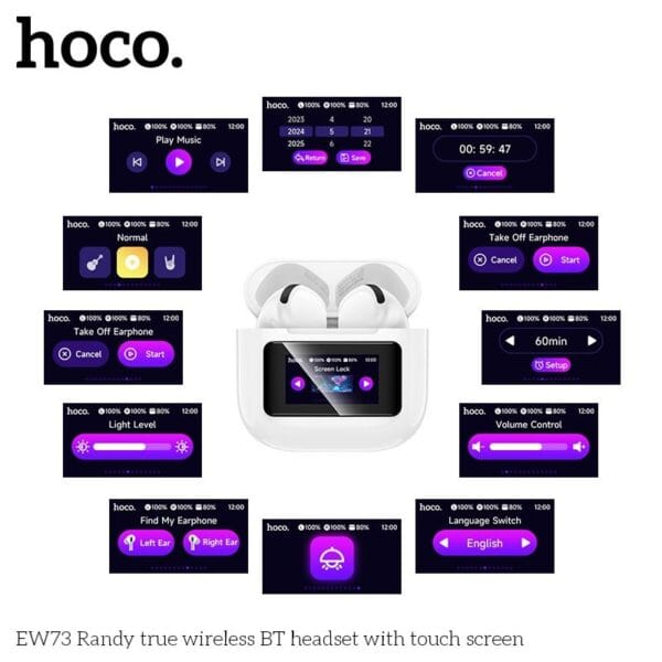 Hoco EW73 – Écouteurs Bluetooth 5.4 avec Écran Tactile Intelligent – Image 4