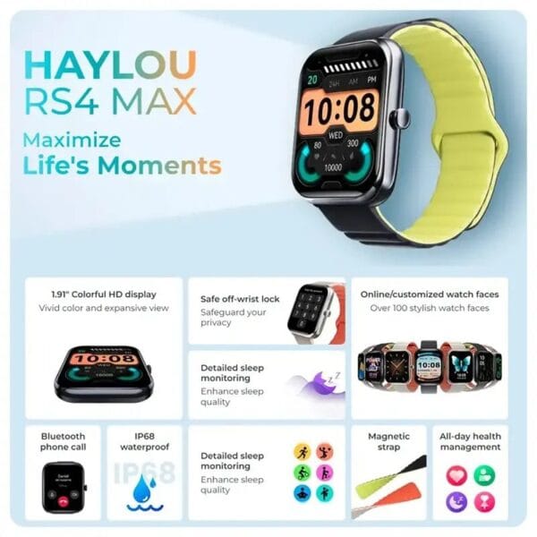 Xiaomi HAYLOU RS4 Max - Montre Connectée 1,91″ HD, Bluetooth 5.3 – Image 4