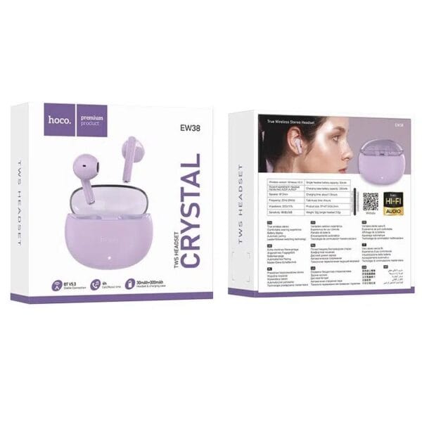 Hoco EW38 – Écouteurs Bluetooth 5.3 Mauve