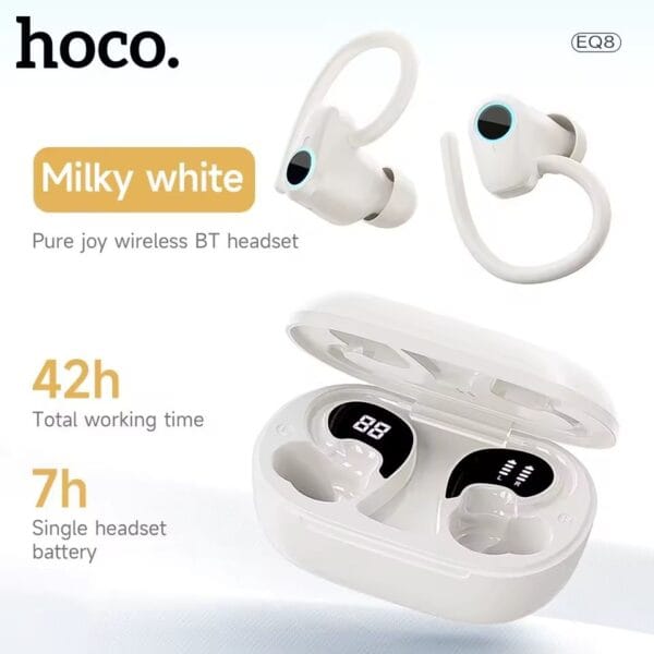 Écouteurs Bluetooth HOCO EQ8 Blanc : Confort et Qualité – Image 6