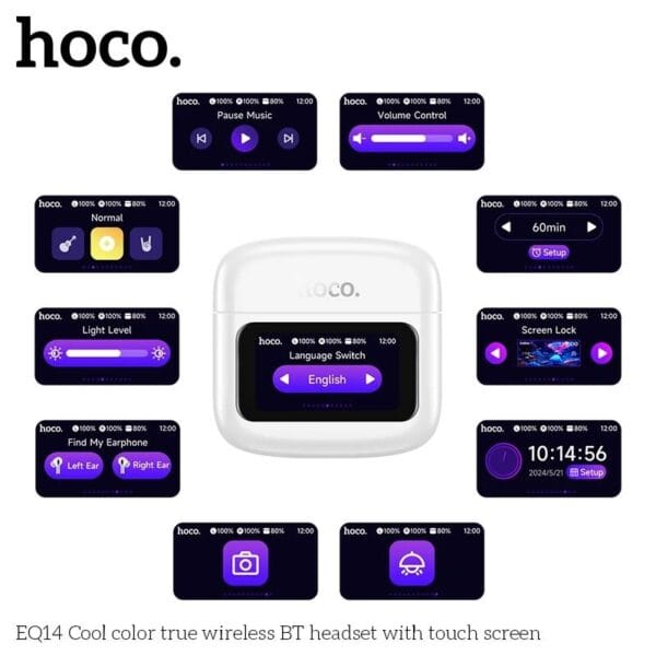 HOCO EQ14 – Écouteurs Bluetooth 5.4 avec écran tactile intelligent LED – Image 3