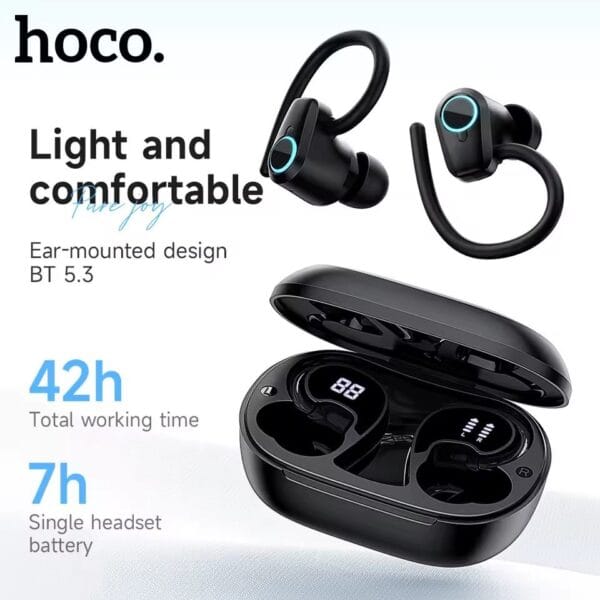Hoco EQ8 - Écouteurs Bluetooth 5.3 - 7h d'Autonomie Non-Stop - Noir – Image 8