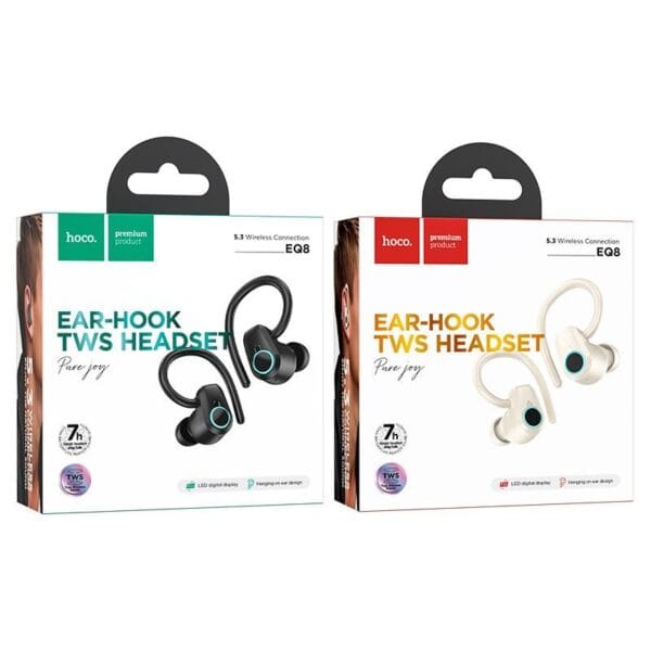 Hoco EQ8 Pure Joy – Écouteurs Bluetooth 5.3 avec Crochet d’Oreille pour Sport