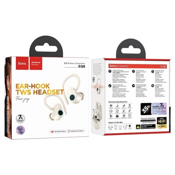 Hoco EQ8 Pure Joy – Écouteurs Bluetooth 5.3 avec Crochet d’Oreille pour Sport – Image 16