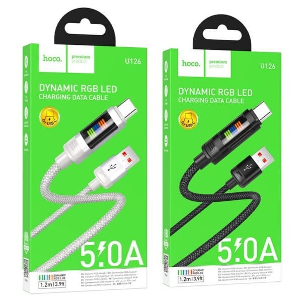 Hoco U126 Lantern - Câble de Charge Super Fast 5A USB vers Type-C (1.2m)