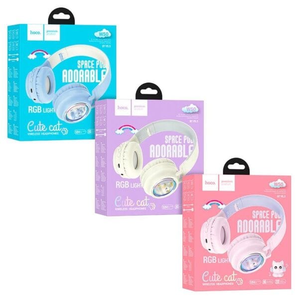 Hoco W50 Cute Fun - Casque Bluetooth 5.3 Pliable avec RGB – Image 17