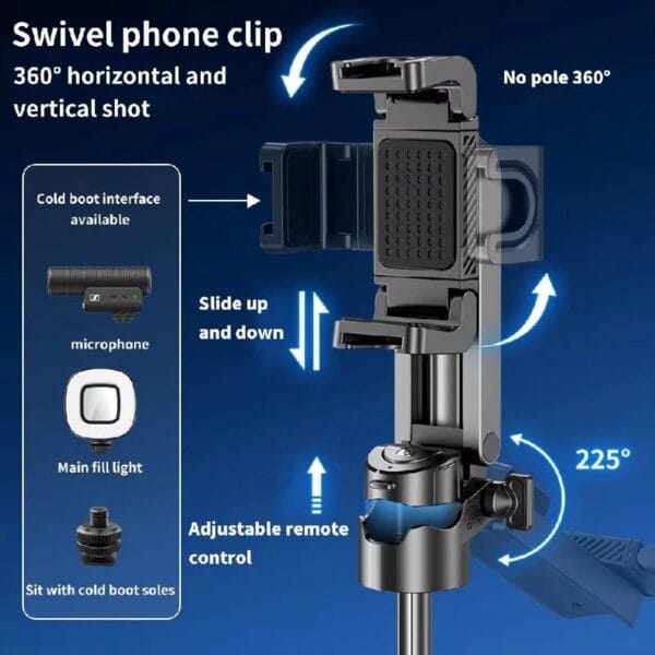 P15 Mini Trépied Selfie Stick 3-en-1 avec Télécommande – Image 7