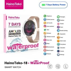 HainoTeko-18 Waterproof – Smart Watch AMOLED for Ladies