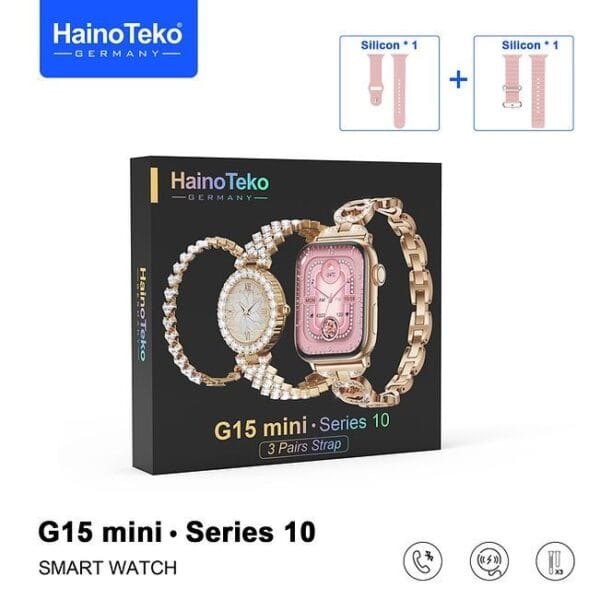 HainoTeko G15 Mini – Pack Smart Watch: 1*Bracelet, 1*Montre Classique, 1*Smart Watch avec 3 Bracelets