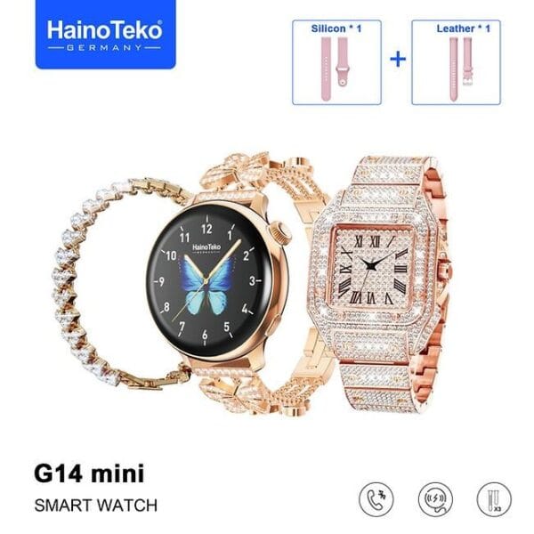 HainoTeko G14 Mini – Pack Smart Watch: 1*Bracelet, 1*Montre Classique, 1*Smart Watch avec 3 Bracelets – Image 2