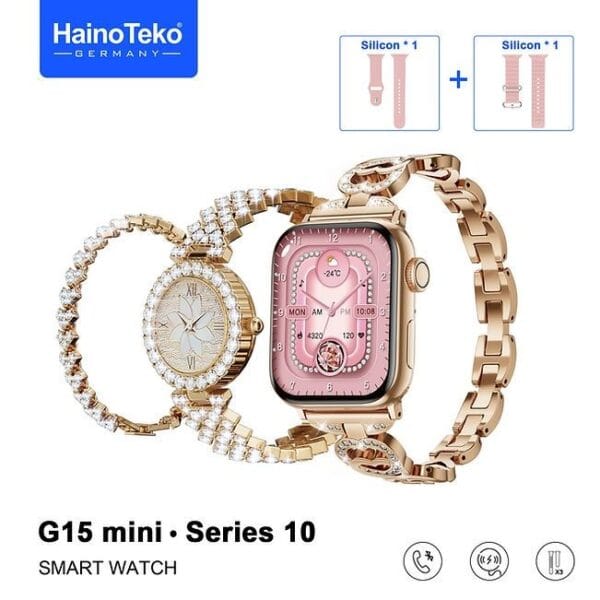 HainoTeko G15 Mini – Pack Smart Watch: 1*Bracelet, 1*Montre Classique, 1*Smart Watch avec 3 Bracelets – Image 2