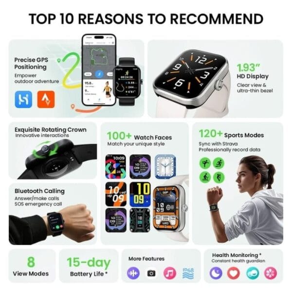 Xiaomi HAYLOU Watch 4 GPS - Smart Watch avec Écran HD TFT 1,93 pouce – Image 2
