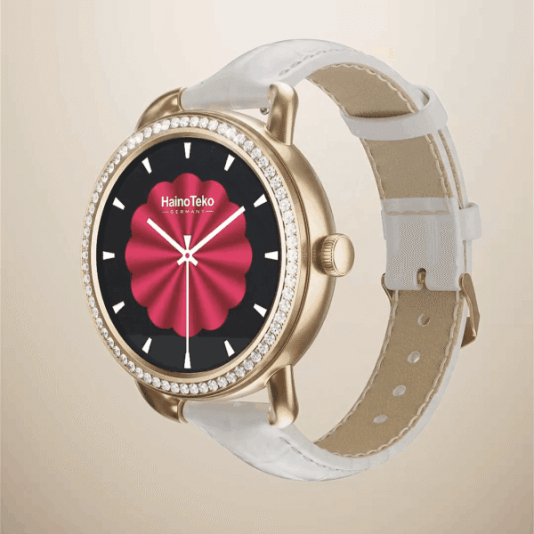 HainoTeko-9 Waterproof – Smart Watch AMOLED for Ladies – Golden Edition – Image 5