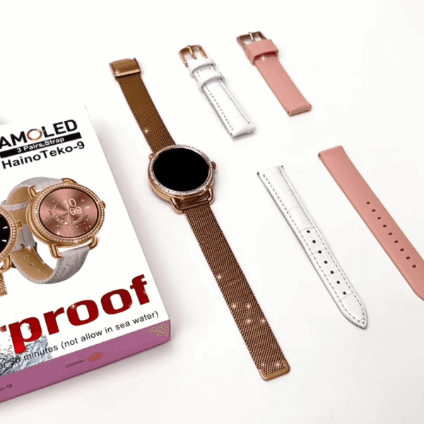 HainoTeko-9 Waterproof – Smart Watch AMOLED for Ladies – Golden Edition – Image 9