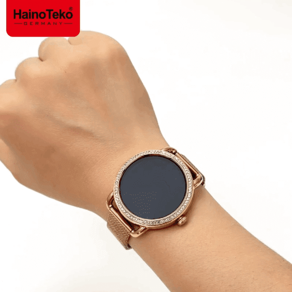 HainoTeko-9 Waterproof – Smart Watch AMOLED for Ladies – Golden Edition – Image 7
