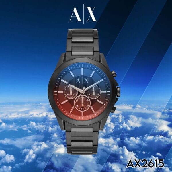 Armani Exchange Drexler - Montre Chronographe en Acier Noir avec Cadran Dégradé – Image 3