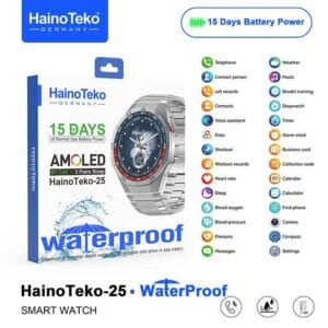 HainoTeko-25 Waterproof – Smart Watch GT5 Pro Style, AMOLED & 15 jours d’autonomie