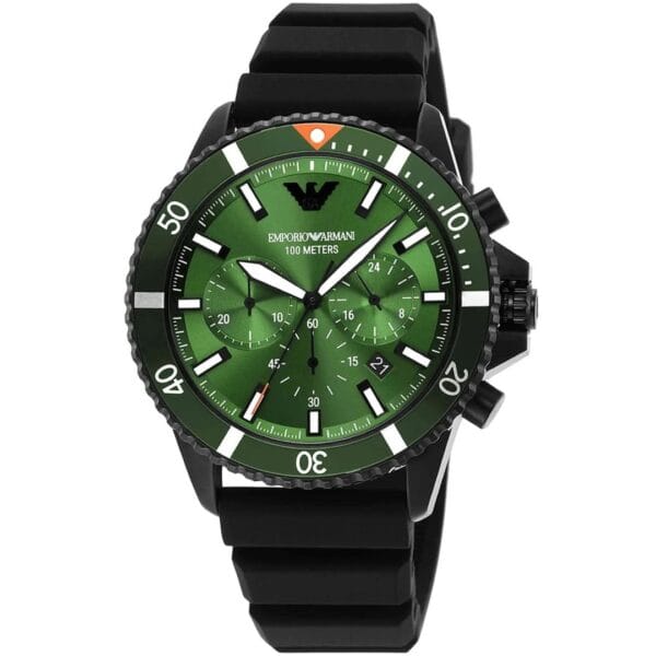 Emporio Armani Diver - Montre Chronographe 10 ATM pour Homme - Vert – Image 4
