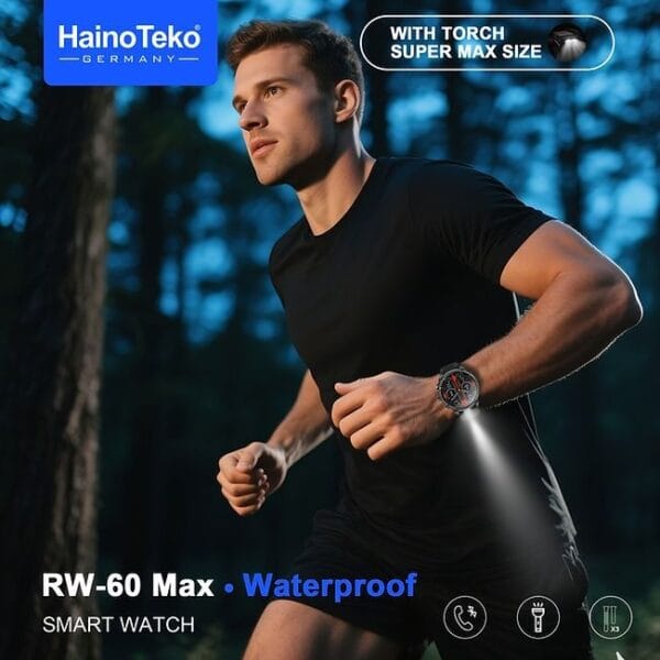 HainoTeko RW-60 Max - Smart Watch avec Grand Écran AMOLED & Lampe Torche – Image 2