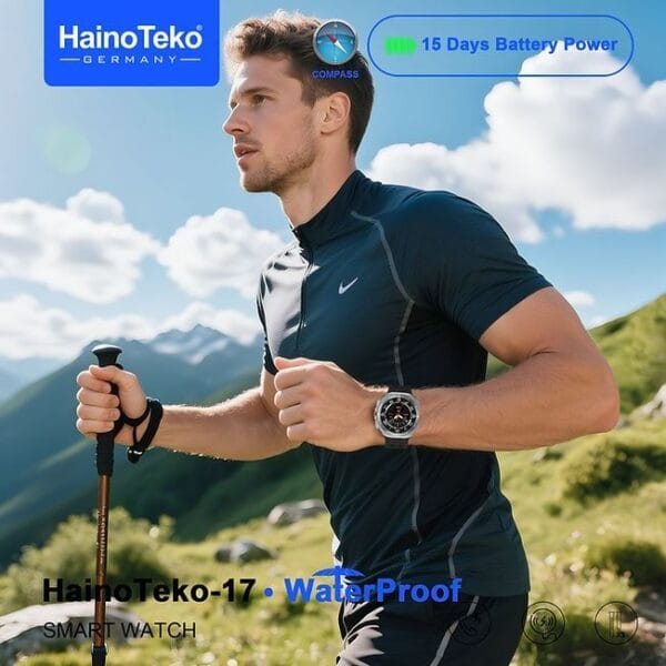 HainoTeko-17 Waterproof - Smart Watch Ultra AMOLED, 15 jours d’Autonomie & Boussole intégrée – Image 6