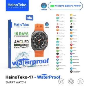 HainoTeko-17 Waterproof - Smart Watch Ultra AMOLED, 15 jours d’Autonomie & Boussole intégrée